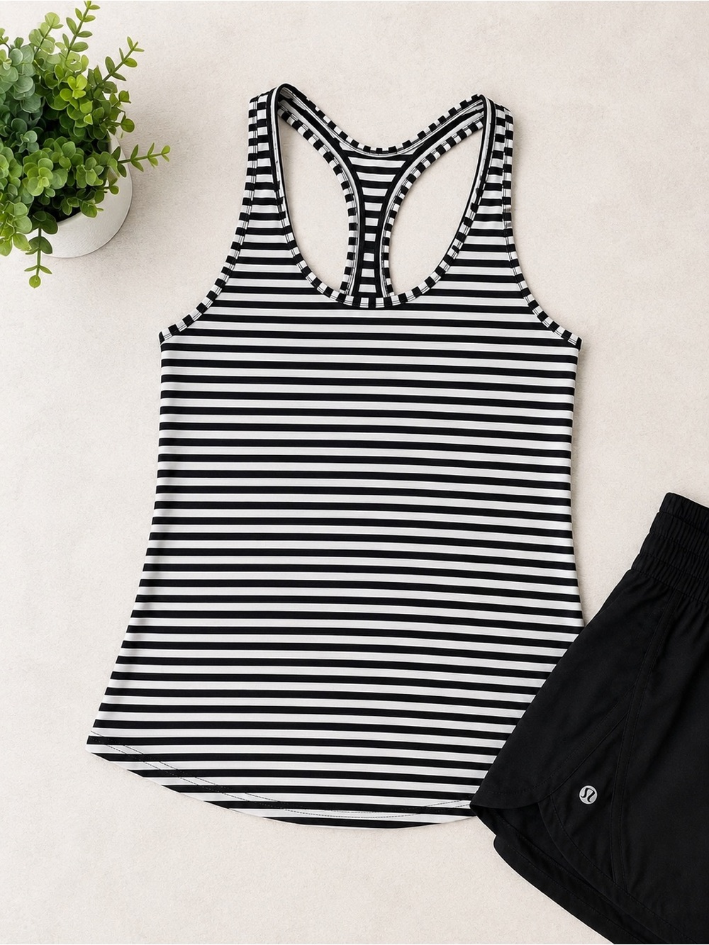 Lululemon Cool Racerback Tank striped Yoga Running Athletic Top